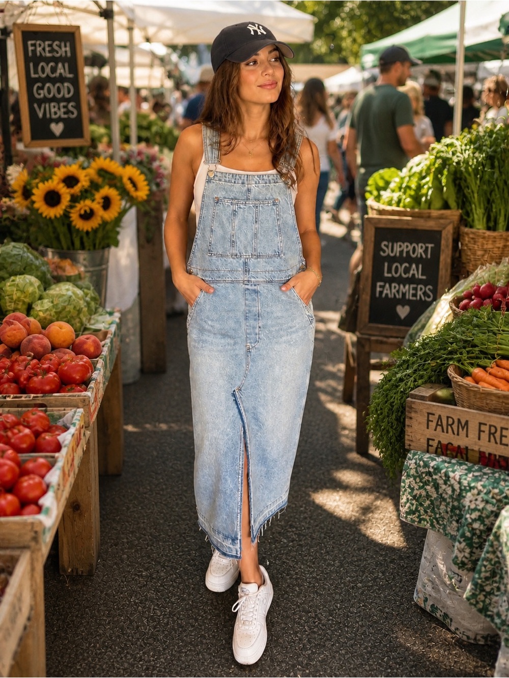 Free People Light Blue Denim Overall SKIRT